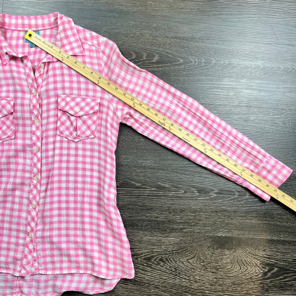 C&C California Women’s Long Sleeve Button Up Shirt Pink Plaid Sz‎ M 100% Cotton - Picture 8 of 12